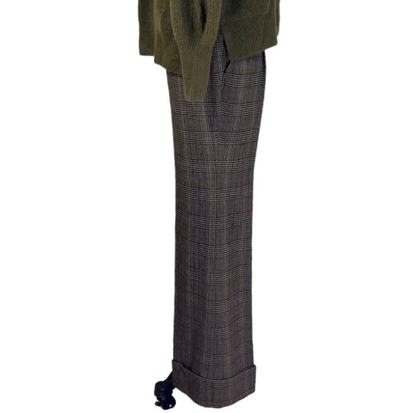 Nordstrom Halogen brown plaid  trousers, cuffed wide leg, NEW ladies size 6 - Picture 3 of 9